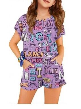 Girls 2 Piece Outfits Summer Casual Lounge Set Clothing Set Purple